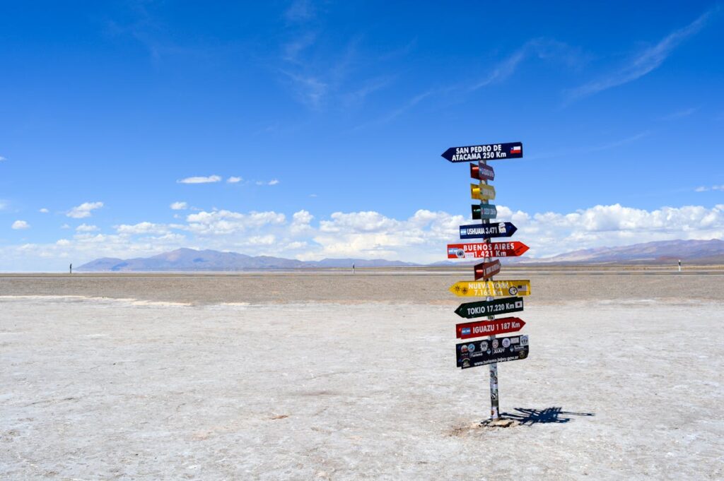 Schild in der Atacama-Wüste, Chile.